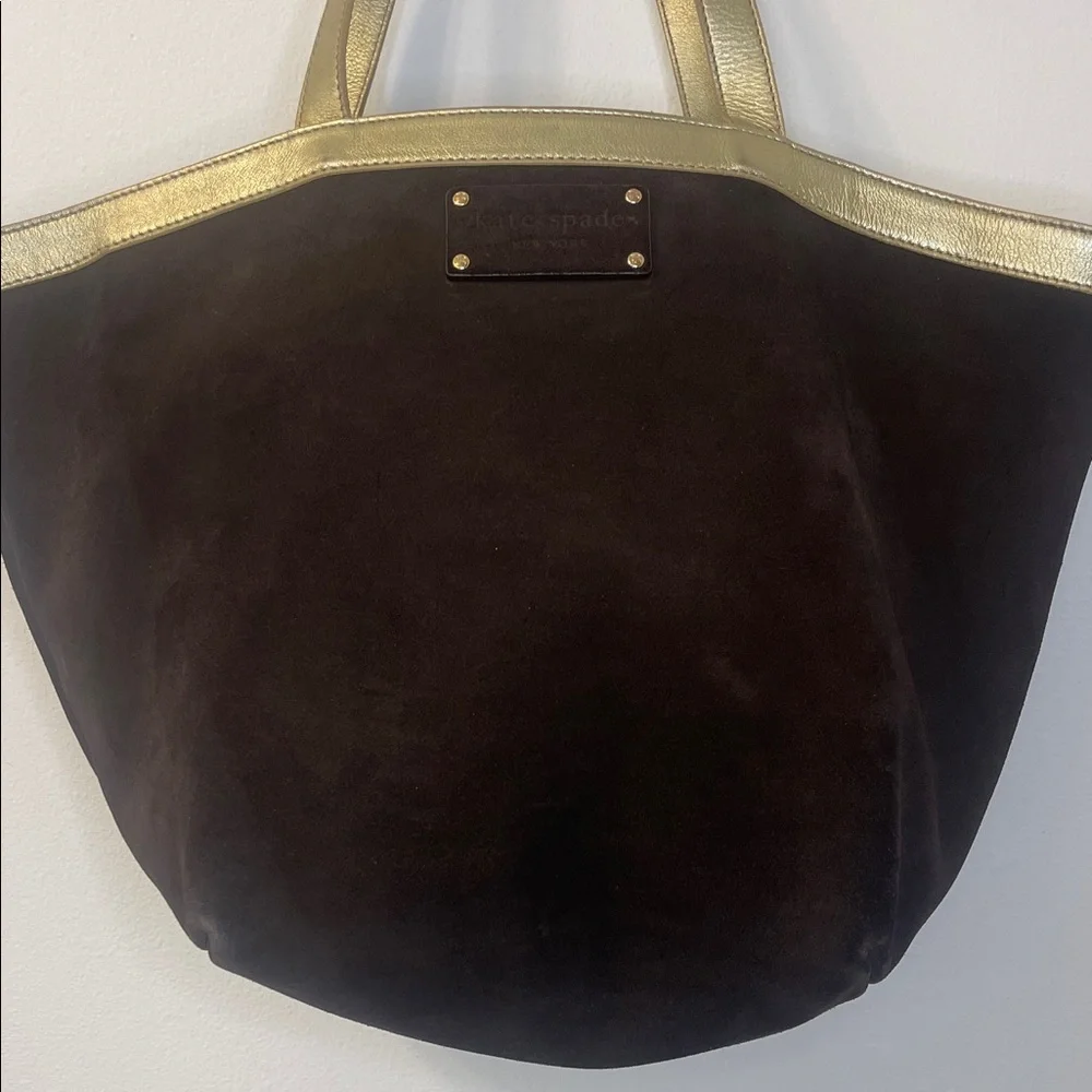 Kate Spade Suede Brown and Gold Tote EUC